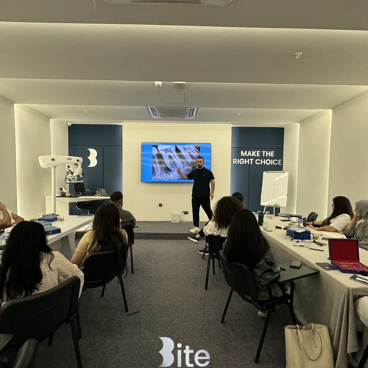 Course room during a lecture at Bite for Education
